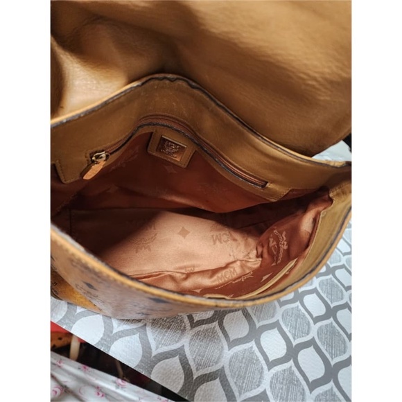 Authentic MCM Visetos Saddle/Crossbody Bag Brown - Picture 9 of 14